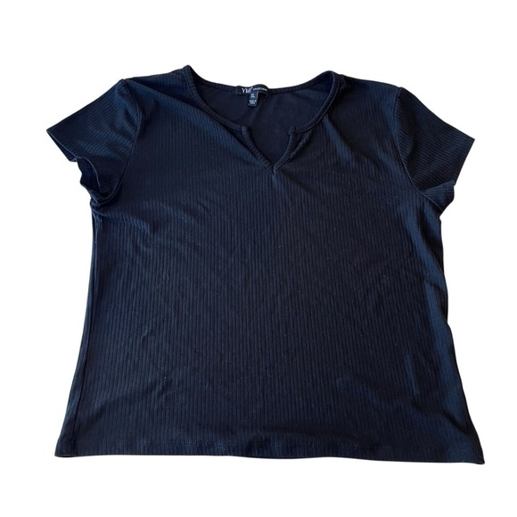 🧁y2k black ribbed v notch top witchy whimsigoth vampire emo grunge halloween - Picture 1 of 8